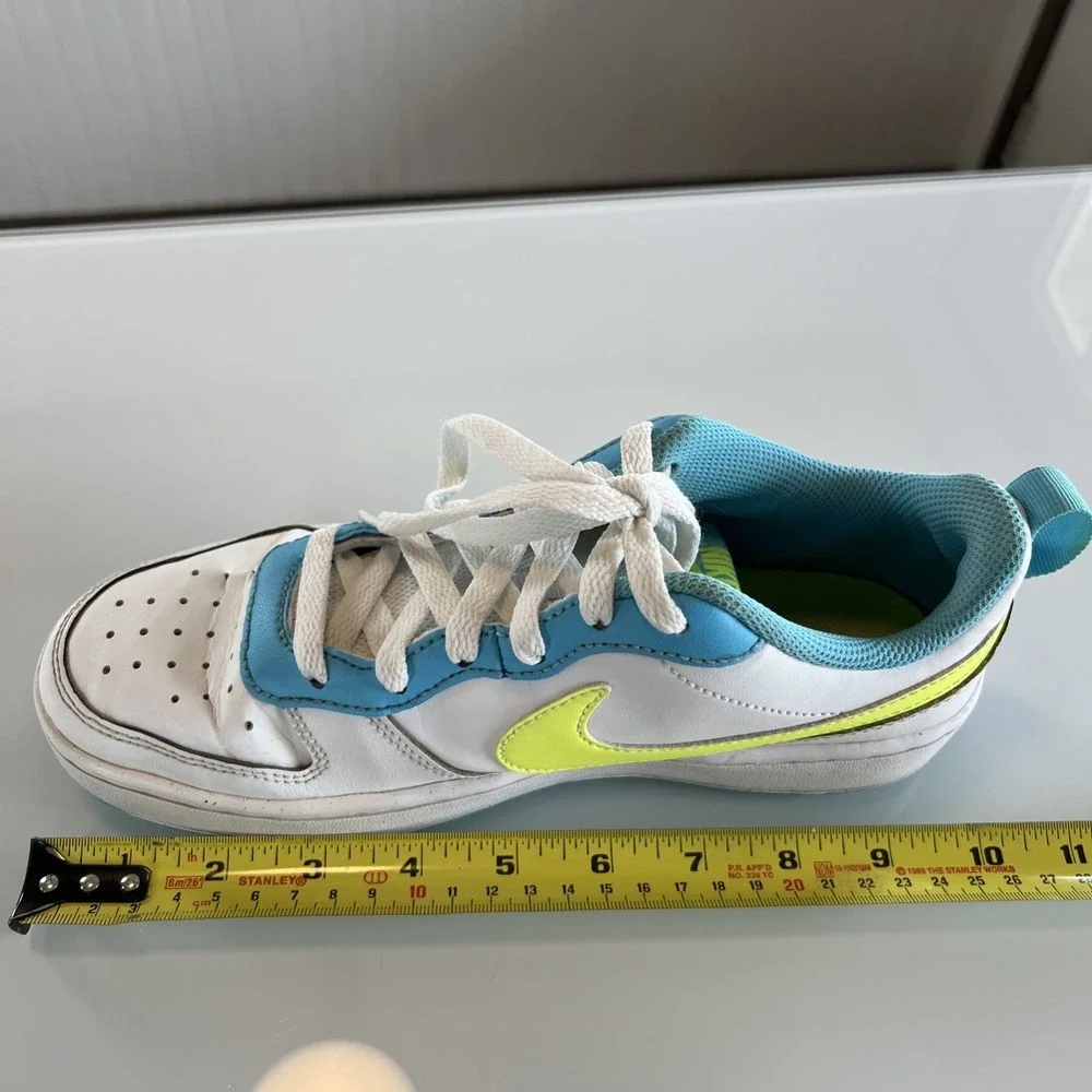 Nike Court Borough Low 2 GS Shoes‎ Size 6Y / Women 7.5 White Volt Blue